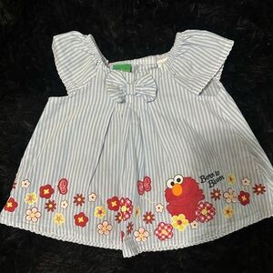 Sesame Street Blue and White Striped Dress
